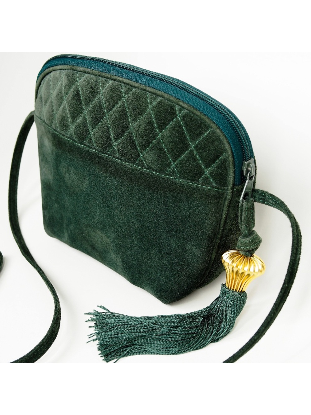 Green Genuine Suede Leather Classiques for Nordstrom Handbag 90s Y2K Tassel